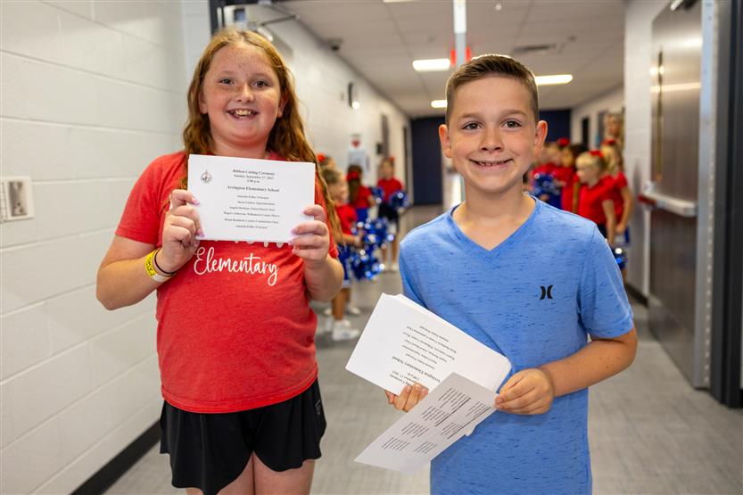 Students cut ribbon at new school